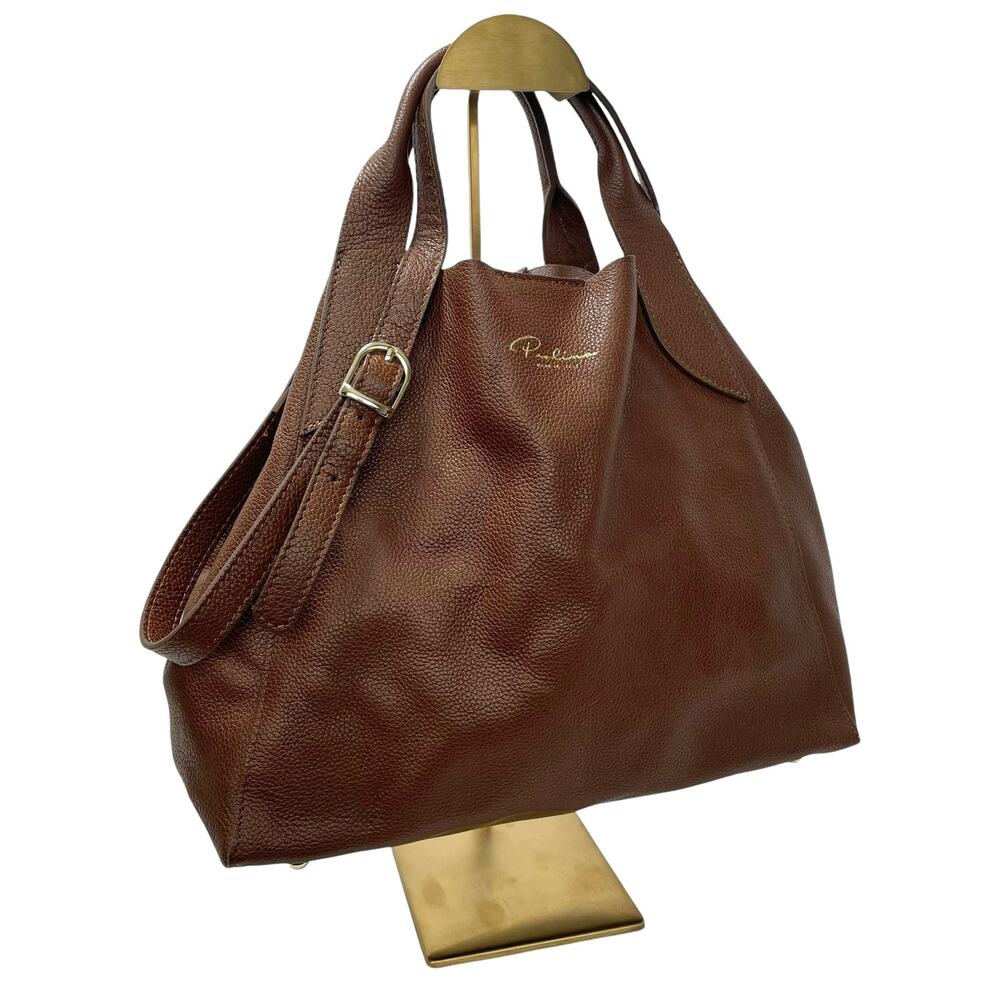 ✨Paolina NEW* Italian Leather Slouchy Satchel/ Crossbody Bag (Brown)✨